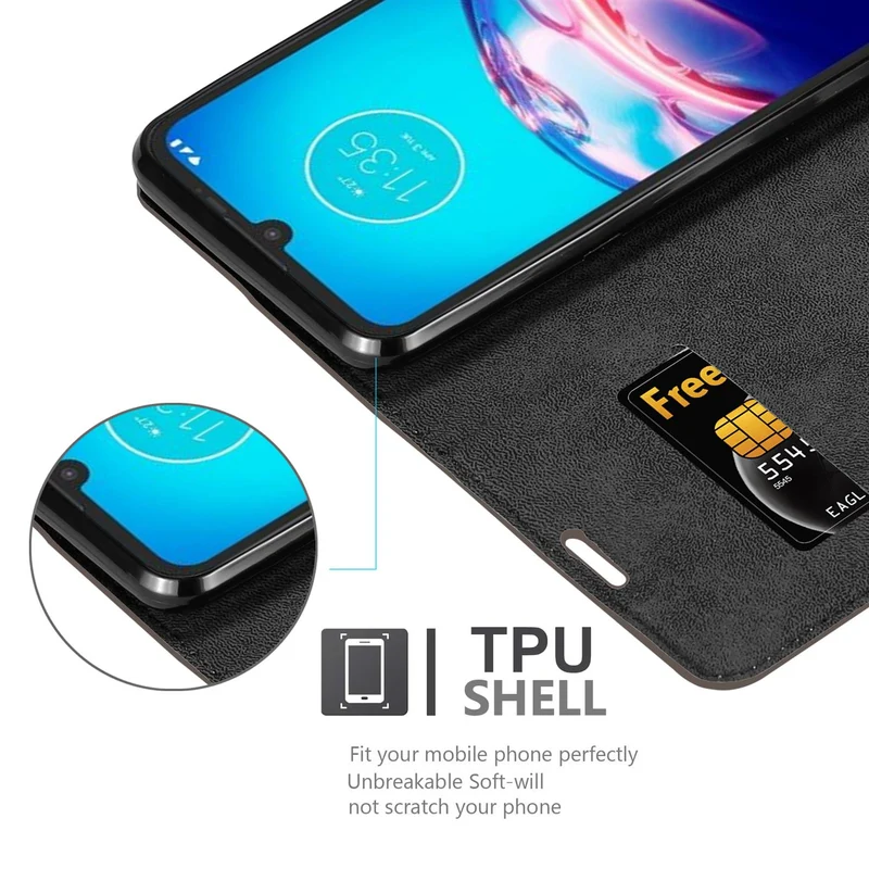 Cadorabo Hülle kompatibel mit Motorola MOTO E6s 2020 Schutzhülle mit Magnetverschluss, Standfunktion und Kartenfach