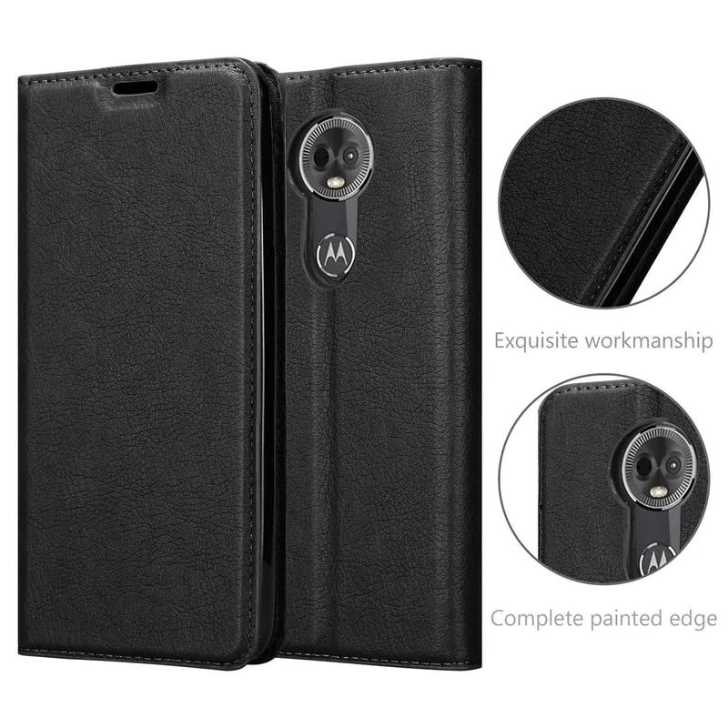 Cadorabo Hülle kompatibel mit Motorola MOTO E5 PLUS Schutzhülle mit Magnetverschluss, Standfunktion und Kartenfach