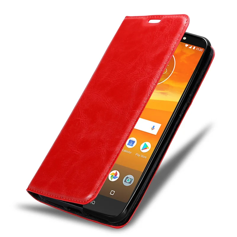 Cadorabo Hülle kompatibel mit Motorola MOTO E5 PLUS Schutzhülle mit Magnetverschluss, Standfunktion und Kartenfach