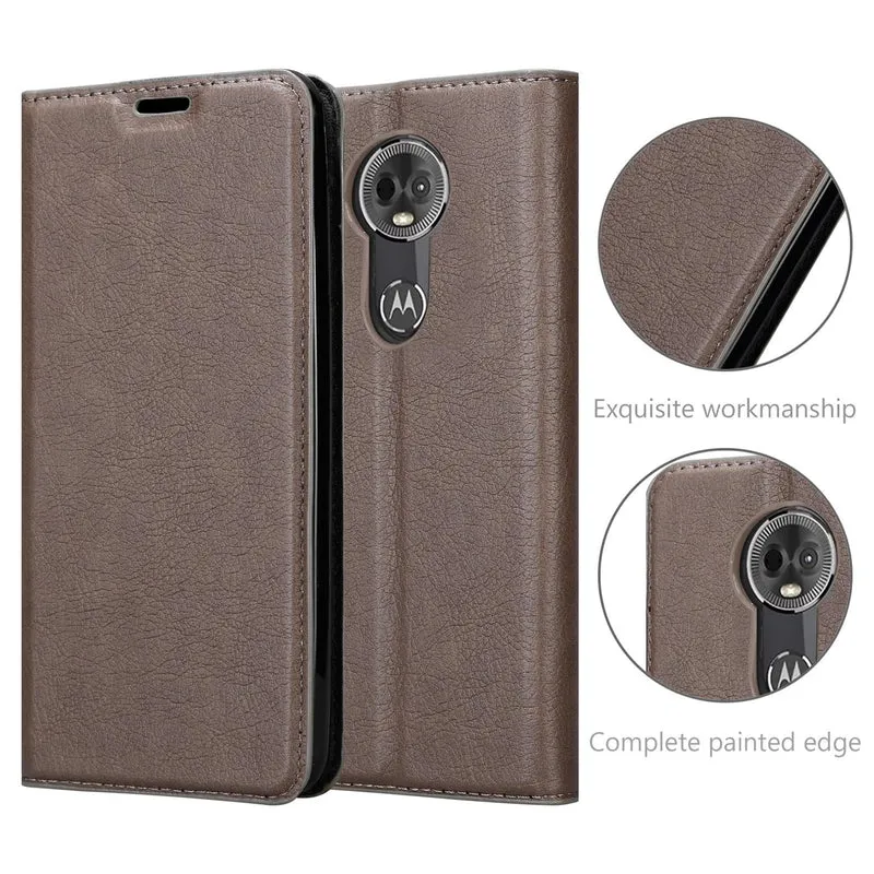 Cadorabo Hülle kompatibel mit Motorola MOTO E5 PLUS Schutzhülle mit Magnetverschluss, Standfunktion und Kartenfach