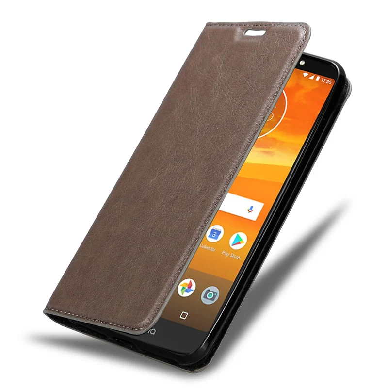 Cadorabo Hülle kompatibel mit Motorola MOTO E5 PLUS Schutzhülle mit Magnetverschluss, Standfunktion und Kartenfach