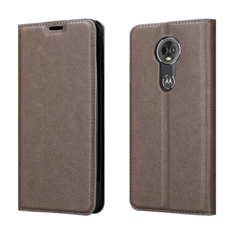 Cadorabo Hülle kompatibel mit Motorola MOTO E5 PLUS Schutzhülle mit Magnetverschluss, Standfunktion und Kartenfach