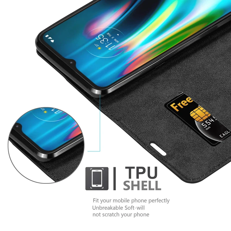Cadorabo Hülle kompatibel mit Motorola MOTO G9 PLAY Schutzhülle mit Magnetverschluss, Standfunktion und Kartenfach