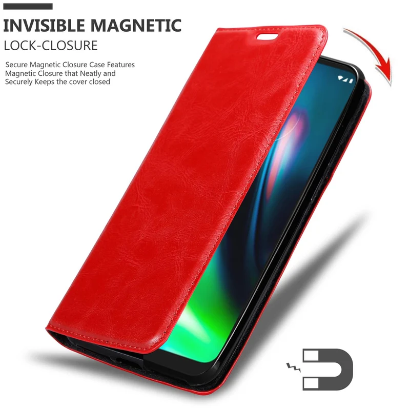 Cadorabo Hülle kompatibel mit Motorola MOTO G9 PLAY Schutzhülle mit Magnetverschluss, Standfunktion und Kartenfach