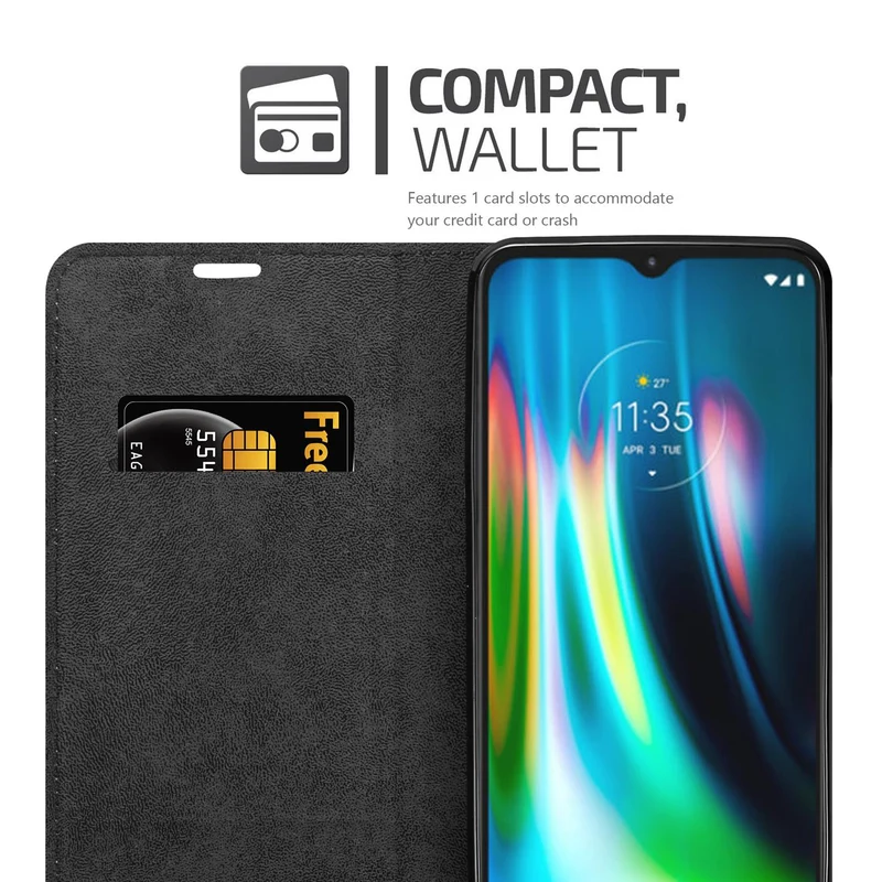 Cadorabo Hülle kompatibel mit Motorola MOTO G9 PLAY Schutzhülle mit Magnetverschluss, Standfunktion und Kartenfach