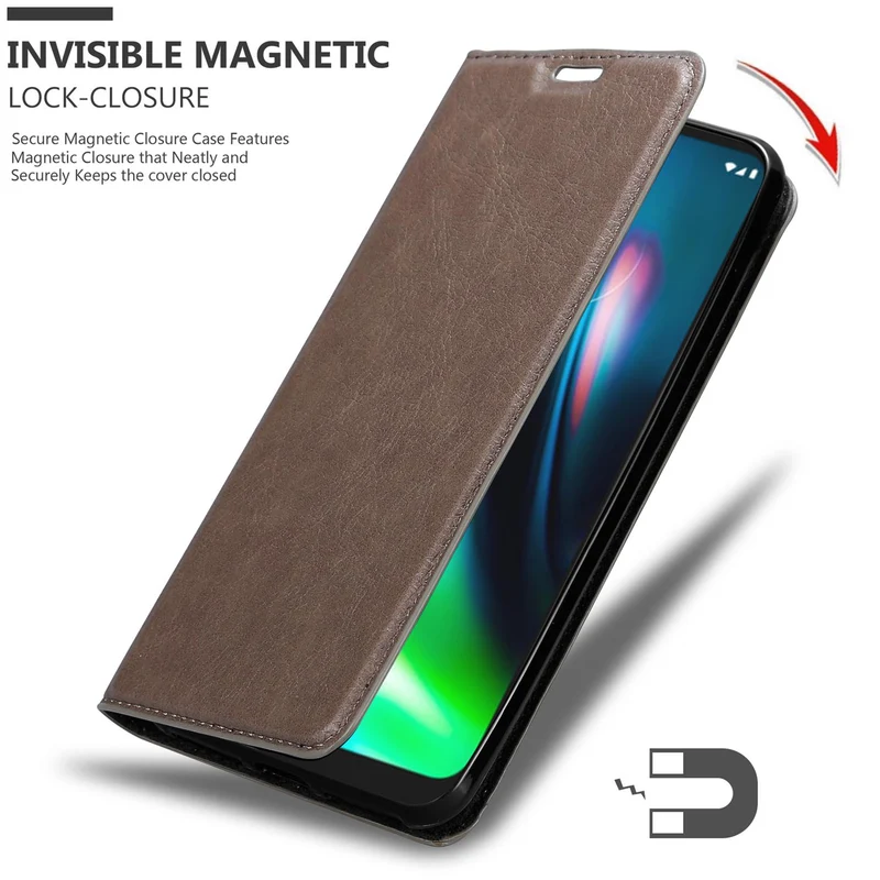 Cadorabo Hülle kompatibel mit Motorola MOTO G9 PLAY Schutzhülle mit Magnetverschluss, Standfunktion und Kartenfach