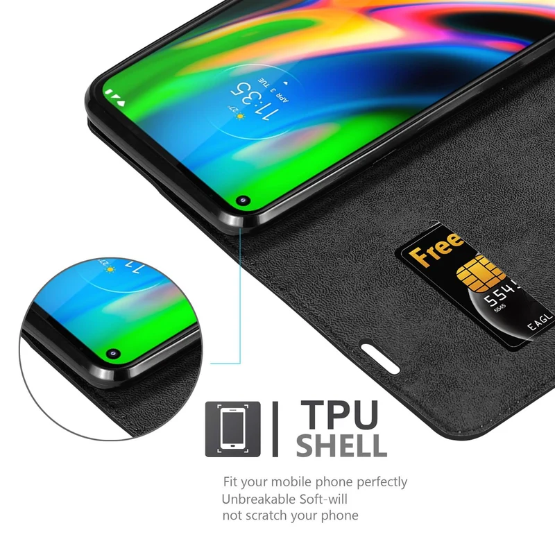 Cadorabo Hülle kompatibel mit Motorola MOTO G9 PLUS Schutzhülle mit Magnetverschluss, Standfunktion und Kartenfach