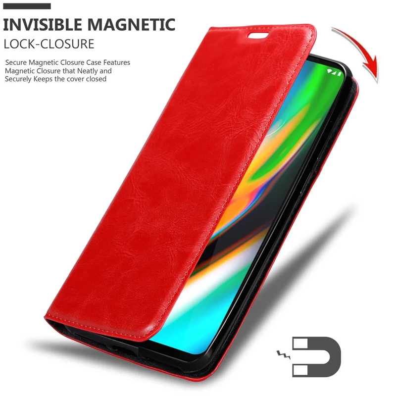 Cadorabo Hülle kompatibel mit Motorola MOTO G9 PLUS Schutzhülle mit Magnetverschluss, Standfunktion und Kartenfach