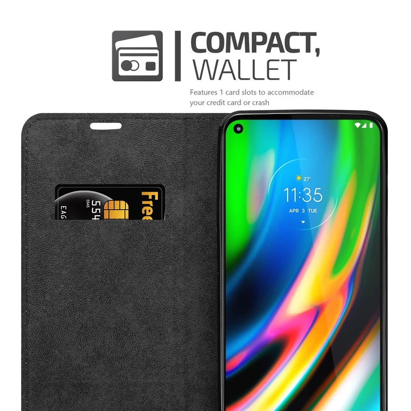Cadorabo Hülle kompatibel mit Motorola MOTO G9 PLUS Schutzhülle mit Magnetverschluss, Standfunktion und Kartenfach