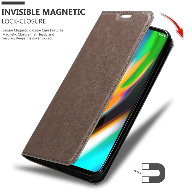 Cadorabo Hülle kompatibel mit Motorola MOTO G9 PLUS Schutzhülle mit Magnetverschluss, Standfunktion und Kartenfach