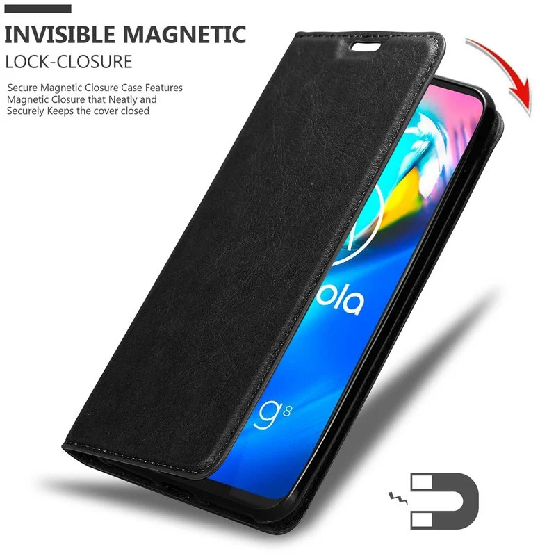Cadorabo Hülle kompatibel mit Motorola MOTO G8 POWER LITE Schutzhülle mit Magnetverschluss, Standfunktion und Kartenfach