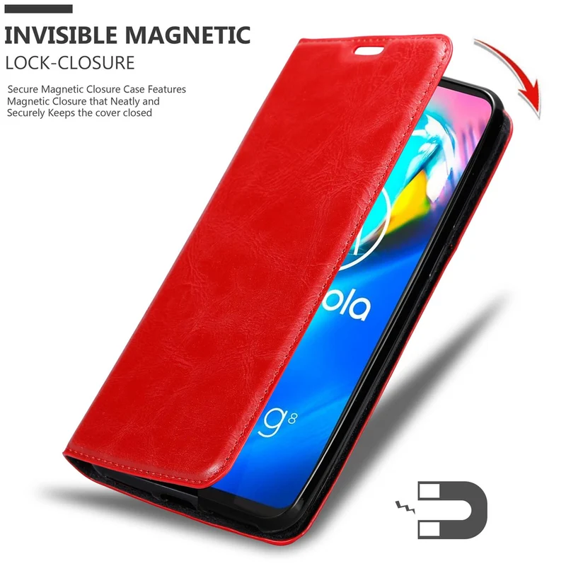Cadorabo Hülle kompatibel mit Motorola MOTO G8 POWER LITE Schutzhülle mit Magnetverschluss, Standfunktion und Kartenfach