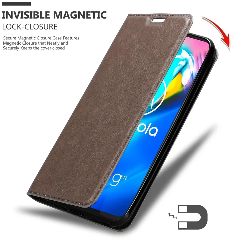 Cadorabo Hülle kompatibel mit Motorola MOTO G8 POWER LITE Schutzhülle mit Magnetverschluss, Standfunktion und Kartenfach