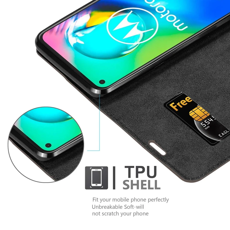 Cadorabo Hülle kompatibel mit Motorola MOTO G8 POWER LITE Schutzhülle mit Magnetverschluss, Standfunktion und Kartenfach