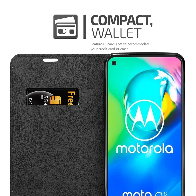 Cadorabo Hülle kompatibel mit Motorola MOTO G8 POWER LITE Schutzhülle mit Magnetverschluss, Standfunktion und Kartenfach
