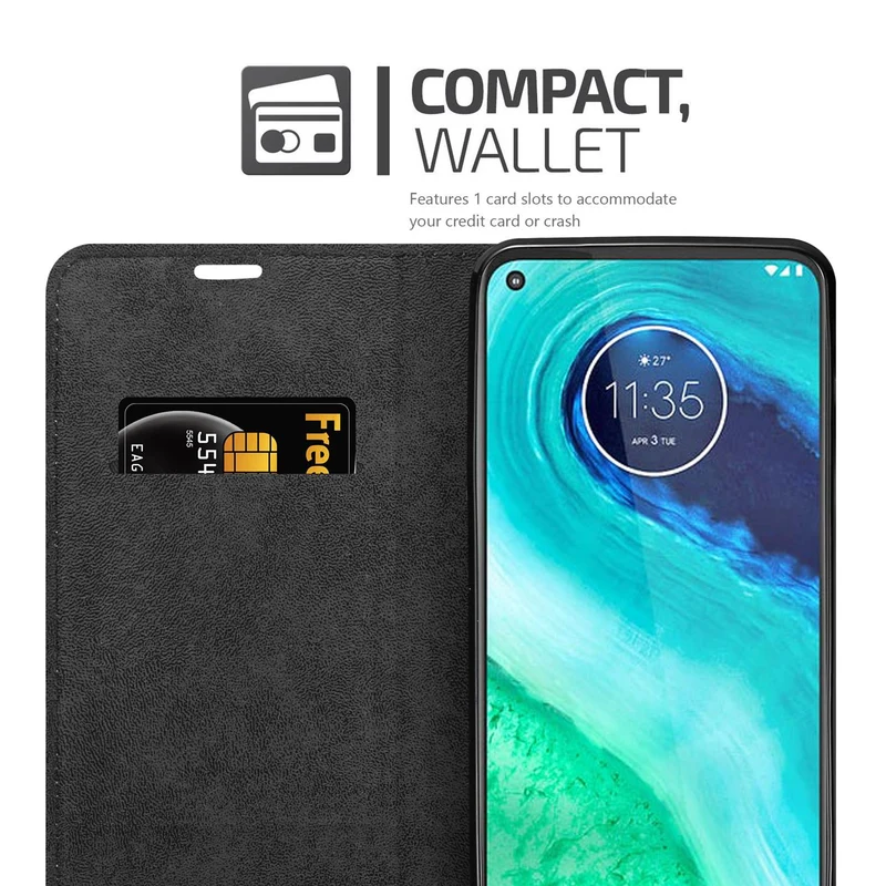 Cadorabo Hülle kompatibel mit Motorola MOTO G8 Schutzhülle mit Magnetverschluss, Standfunktion und Kartenfach