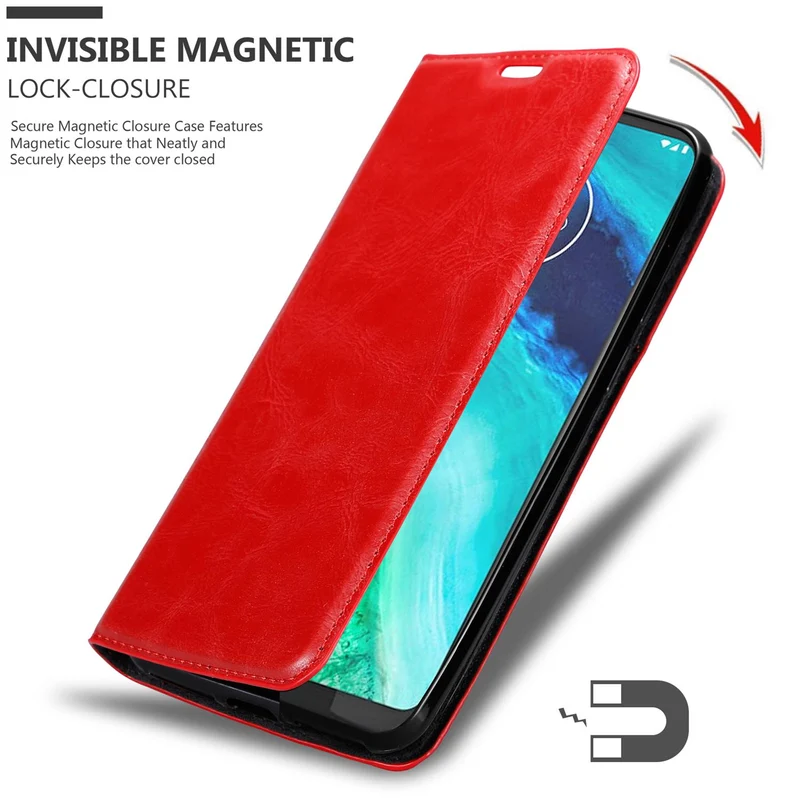 Cadorabo Hülle kompatibel mit Motorola MOTO G8 Schutzhülle mit Magnetverschluss, Standfunktion und Kartenfach
