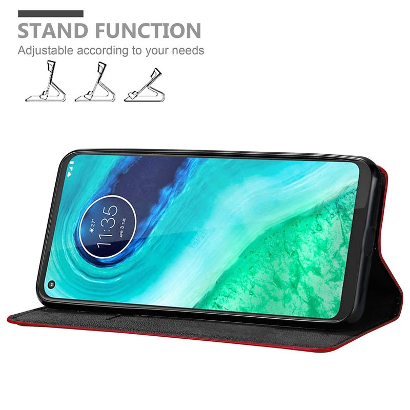 Cadorabo Hülle kompatibel mit Motorola MOTO G8 Schutzhülle mit Magnetverschluss, Standfunktion und Kartenfach