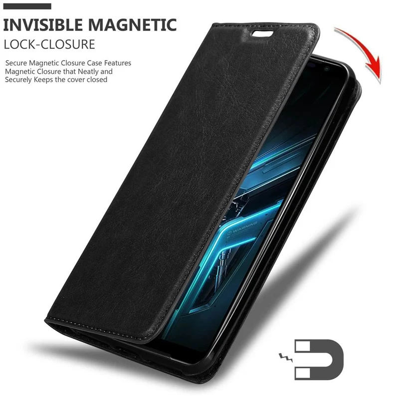 Cadorabo Hülle kompatibel mit Asus ROG Phone 3 Schutzhülle mit Magnetverschluss, Standfunktion und Kartenfach