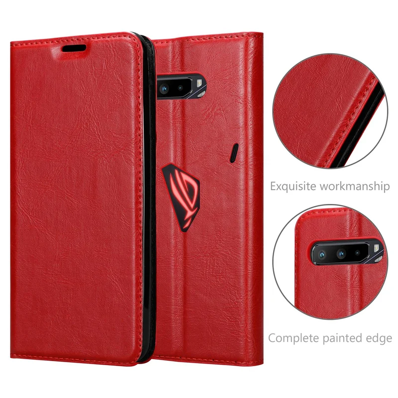 Cadorabo Hülle kompatibel mit Asus ROG Phone 3 Schutzhülle mit Magnetverschluss, Standfunktion und Kartenfach