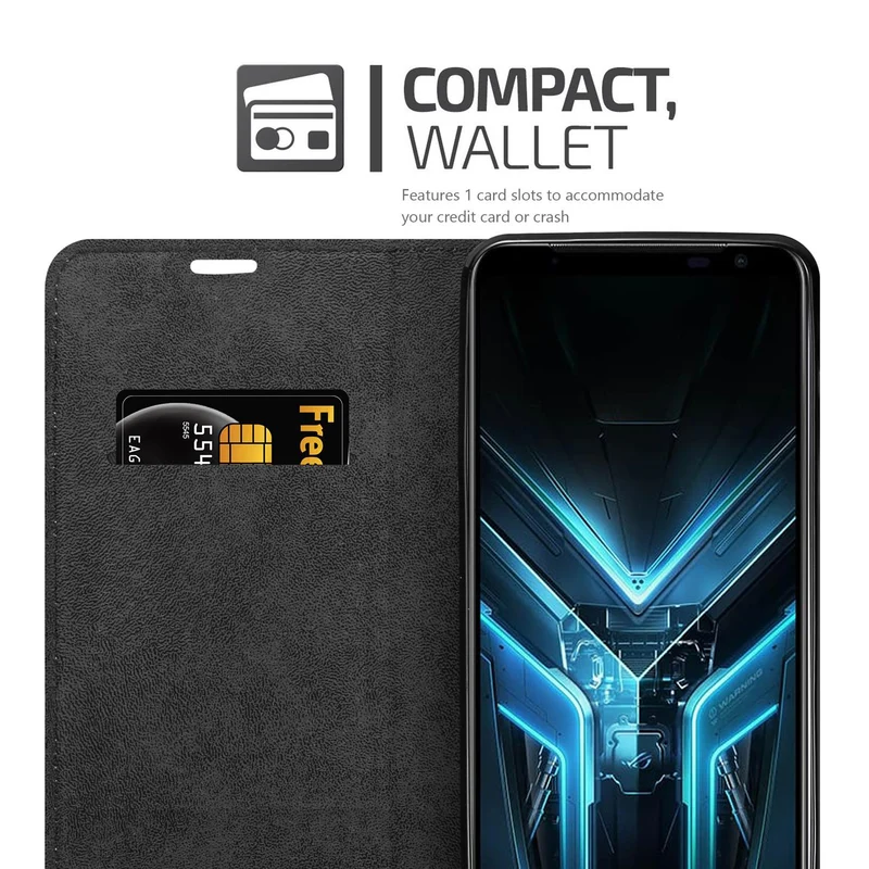 Cadorabo Hülle kompatibel mit Asus ROG Phone 3 Schutzhülle mit Magnetverschluss, Standfunktion und Kartenfach