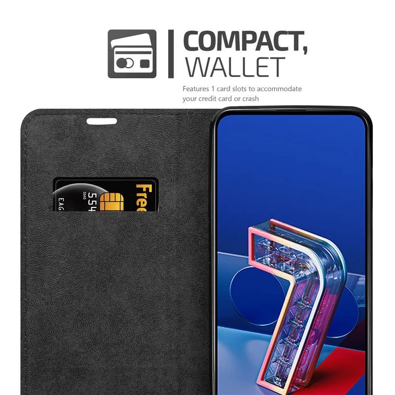 Cadorabo Hülle kompatibel mit Asus ZenFone 7 PRO Schutzhülle mit Magnetverschluss, Standfunktion und Kartenfach