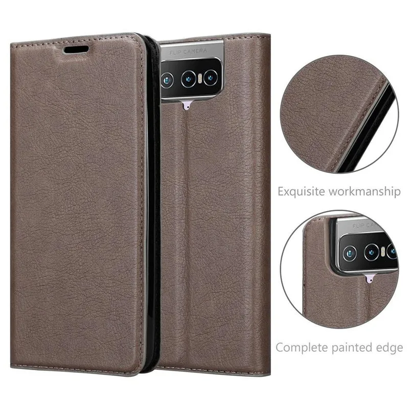 Cadorabo Hülle kompatibel mit Asus ZenFone 7 PRO Schutzhülle mit Magnetverschluss, Standfunktion und Kartenfach