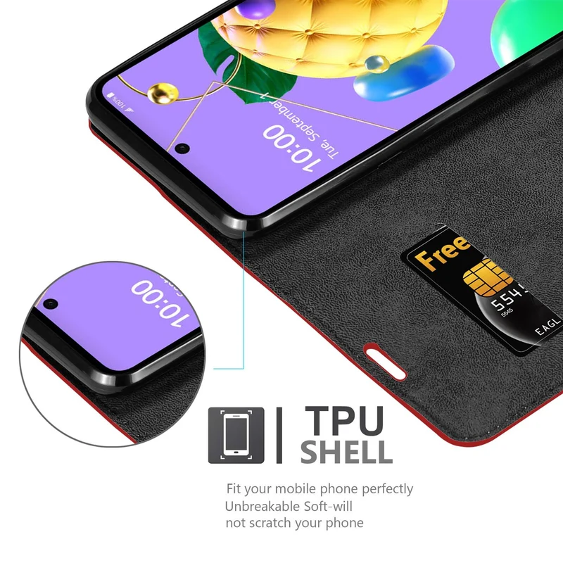 Cadorabo Hülle kompatibel mit LG K52 / K62 / Q52 Schutzhülle mit Magnetverschluss, Standfunktion und Kartenfach