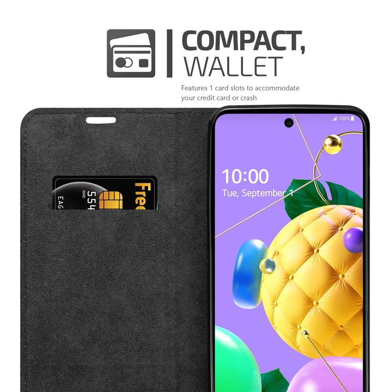 Cadorabo Hülle kompatibel mit LG K52 / K62 / Q52 Schutzhülle mit Magnetverschluss, Standfunktion und Kartenfach