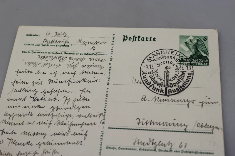 Postkarte "1. Oktober 1938"