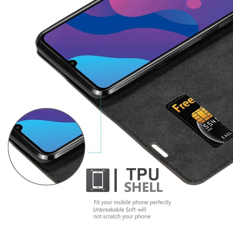 Cadorabo Hülle kompatibel mit Honor 9A Schutzhülle mit Magnetverschluss, Standfunktion und Kartenfach