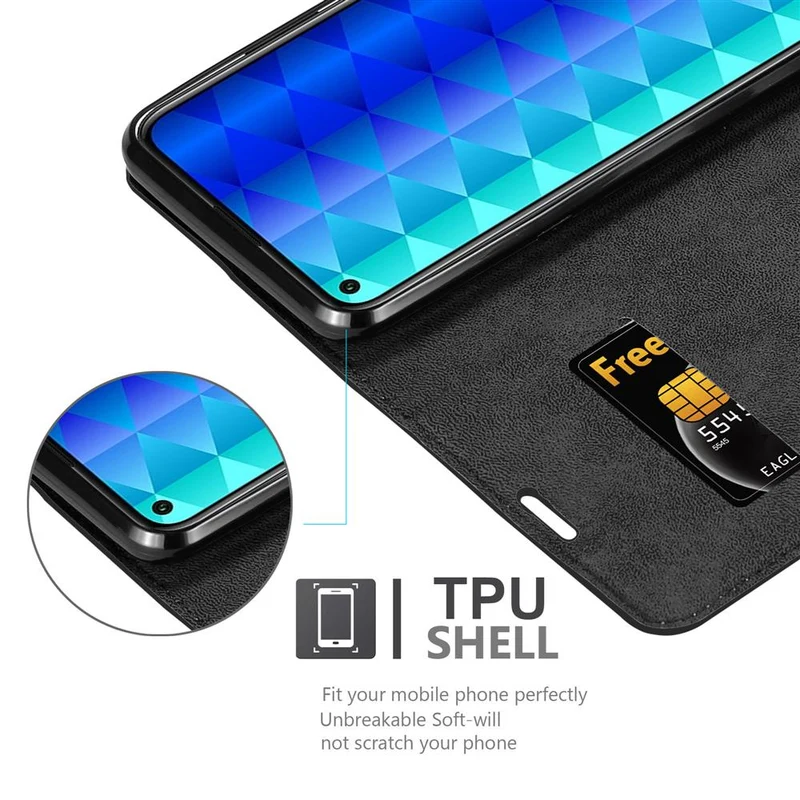 Cadorabo Hülle kompatibel mit Honor 9C Schutzhülle mit Magnetverschluss, Standfunktion und Kartenfach
