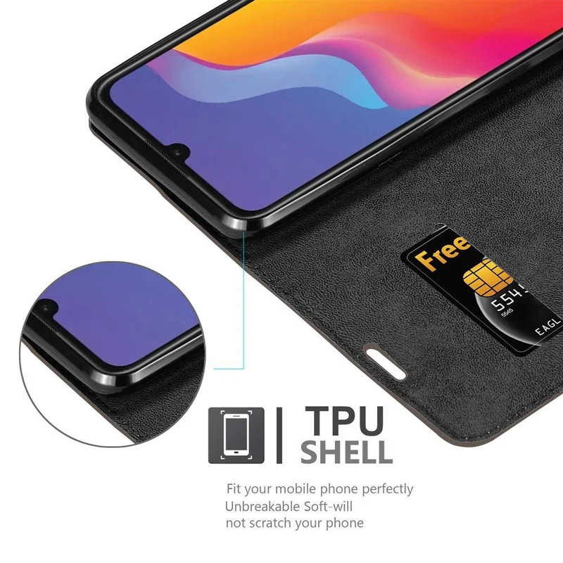 Cadorabo Hülle kompatibel mit Honor 8A 2020 Schutzhülle mit Magnetverschluss, Standfunktion und Kartenfach