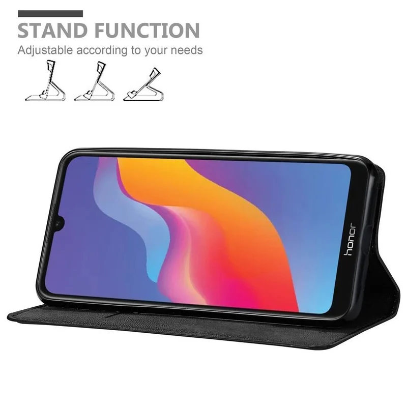 Cadorabo Hülle kompatibel mit Honor 8A PRIME Schutzhülle mit Magnetverschluss, Standfunktion und Kartenfach