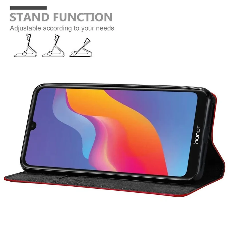 Cadorabo Hülle kompatibel mit Honor 8A PRIME Schutzhülle mit Magnetverschluss, Standfunktion und Kartenfach