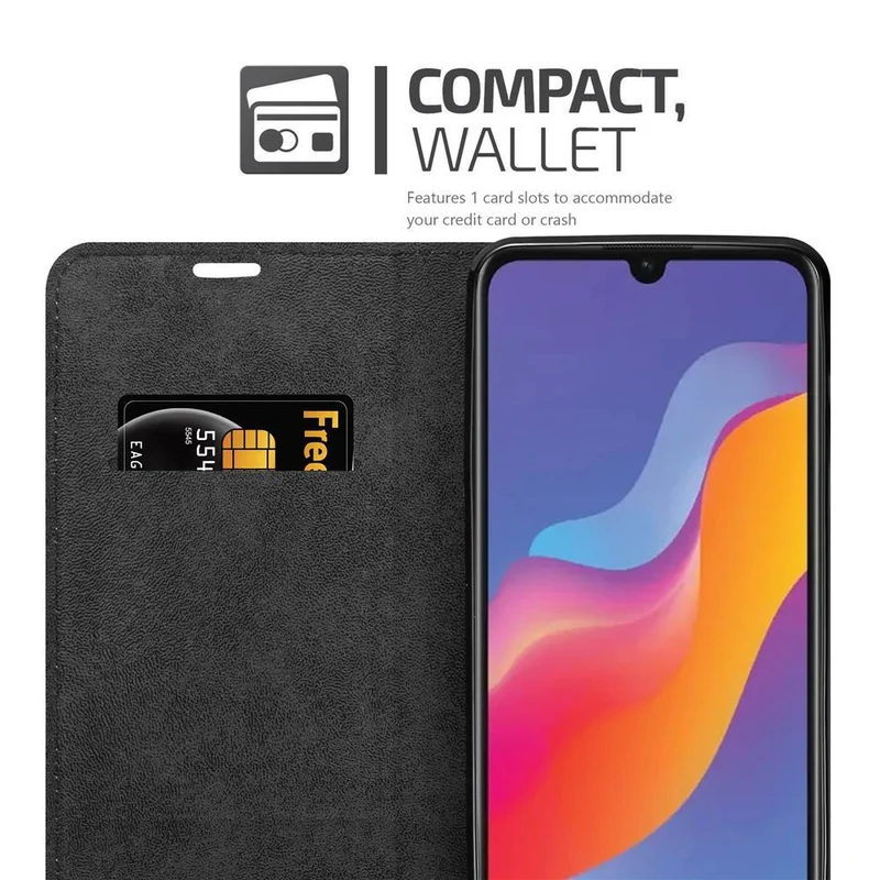 Cadorabo Hülle kompatibel mit Honor 8A PRIME Schutzhülle mit Magnetverschluss, Standfunktion und Kartenfach