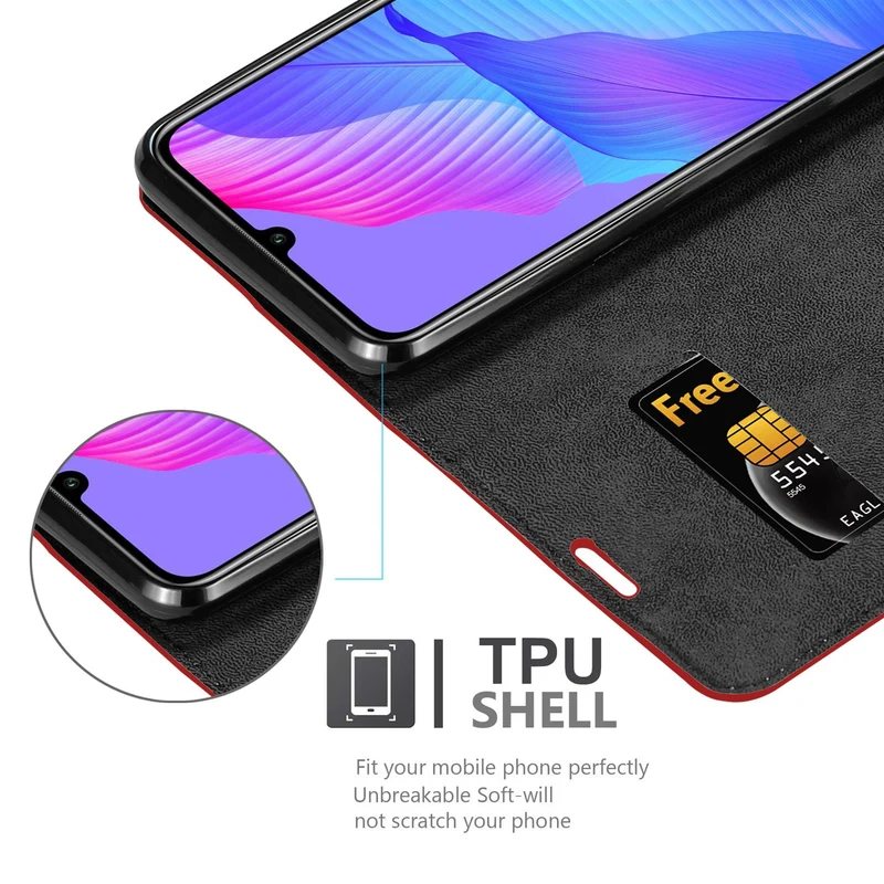 Cadorabo Hülle kompatibel mit Huawei P SMART S Schutzhülle mit Magnetverschluss, Standfunktion und Kartenfach