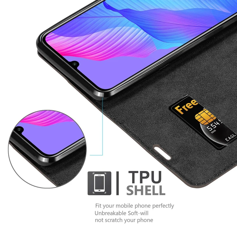 Cadorabo Hülle kompatibel mit Huawei P SMART S Schutzhülle mit Magnetverschluss, Standfunktion und Kartenfach