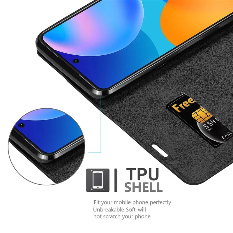 Cadorabo Hülle kompatibel mit Huawei P SMART 2021 Schutzhülle mit Magnetverschluss, Standfunktion und Kartenfach