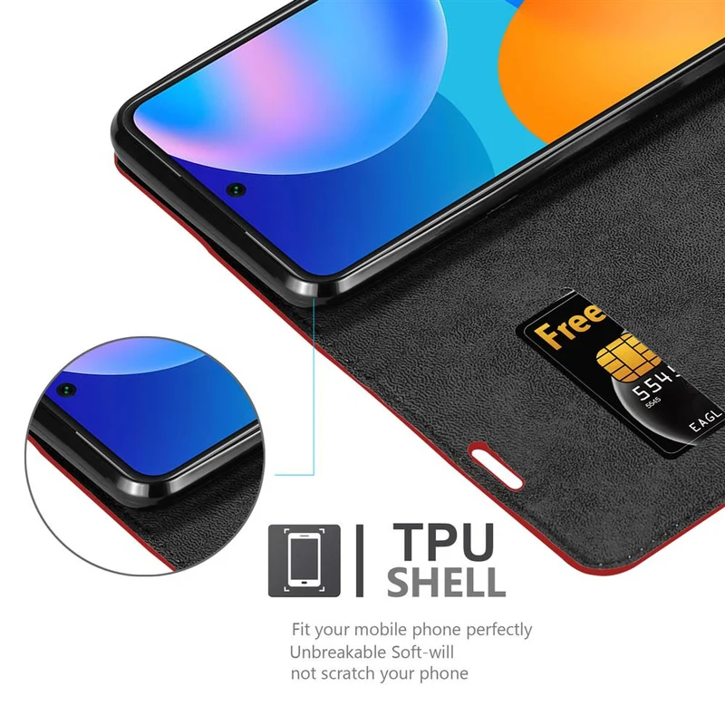 Cadorabo Hülle kompatibel mit Huawei P SMART 2021 Schutzhülle mit Magnetverschluss, Standfunktion und Kartenfach