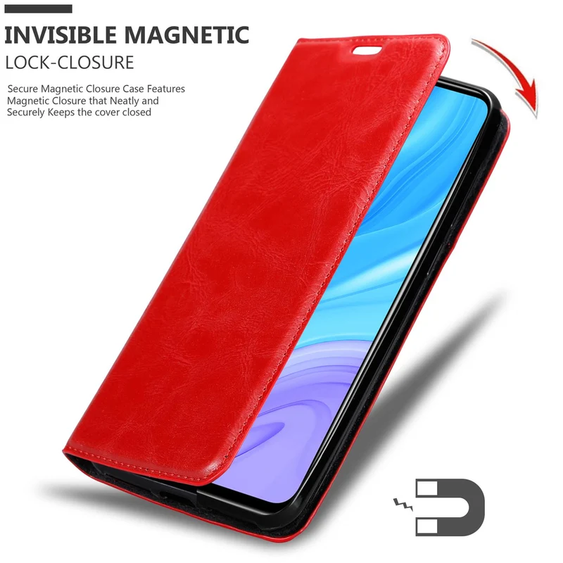Cadorabo Hülle kompatibel mit Huawei P SMART PRO Schutzhülle mit Magnetverschluss, Standfunktion und Kartenfach