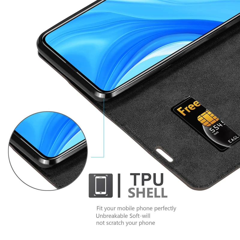 Cadorabo Hülle kompatibel mit Huawei P SMART PRO Schutzhülle mit Magnetverschluss, Standfunktion und Kartenfach
