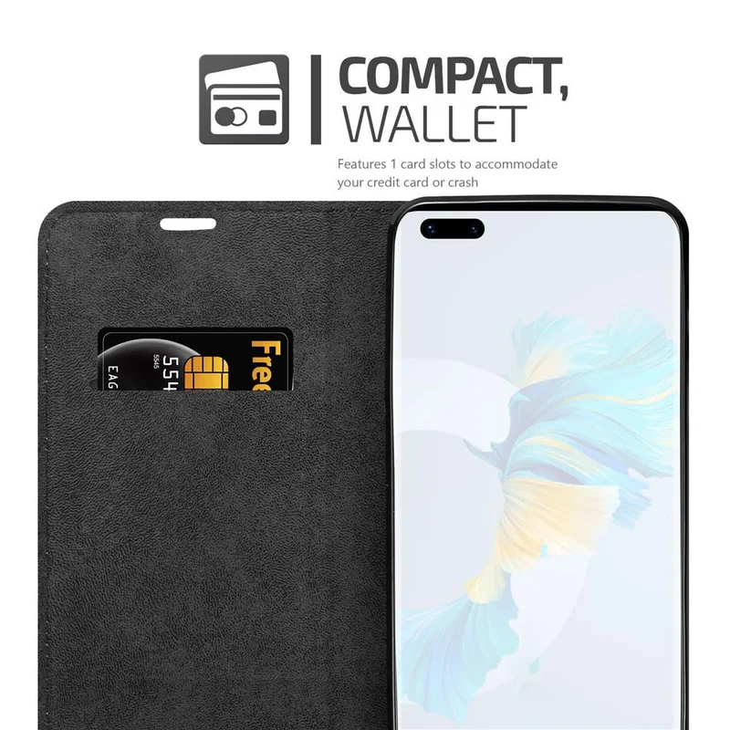 Cadorabo Hülle kompatibel mit Huawei MATE 40 PRO Schutzhülle mit Magnetverschluss, Standfunktion und Kartenfach