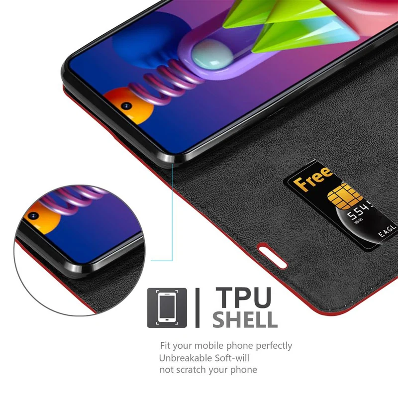 Cadorabo Hülle kompatibel mit Samsung Galaxy M51 Schutzhülle mit Magnetverschluss, Standfunktion und Kartenfach