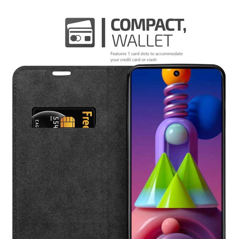 Cadorabo Hülle kompatibel mit Samsung Galaxy M51 Schutzhülle mit Magnetverschluss, Standfunktion und Kartenfach