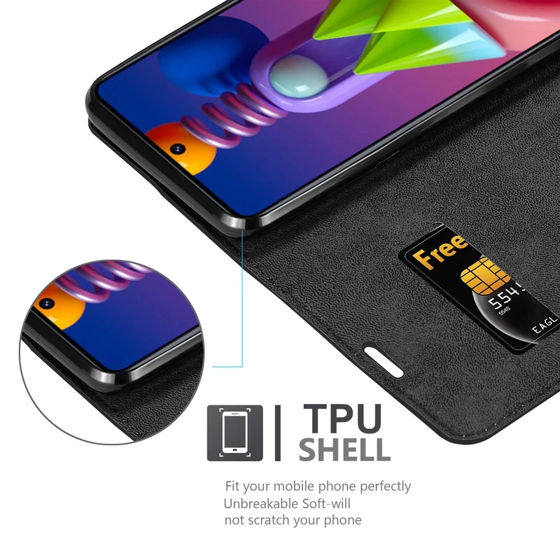 Cadorabo Hülle kompatibel mit Samsung Galaxy M51 Schutzhülle mit Magnetverschluss, Standfunktion und Kartenfach