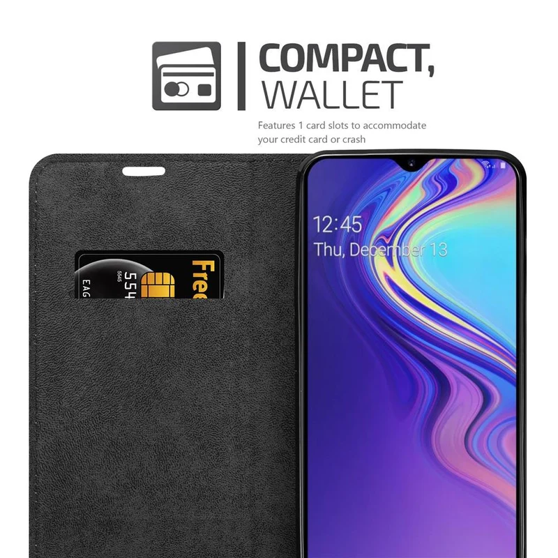 Cadorabo Hülle kompatibel mit Samsung Galaxy M30 / A40s Schutzhülle mit Magnetverschluss, Standfunktion und Kartenfach