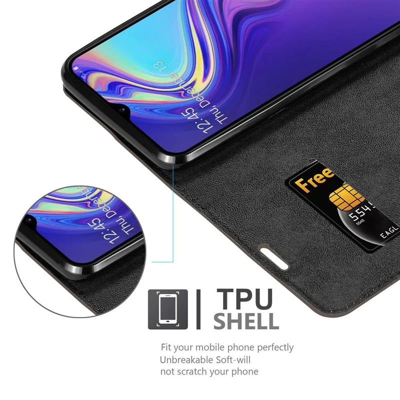 Cadorabo Hülle kompatibel mit Samsung Galaxy M30 / A40s Schutzhülle mit Magnetverschluss, Standfunktion und Kartenfach