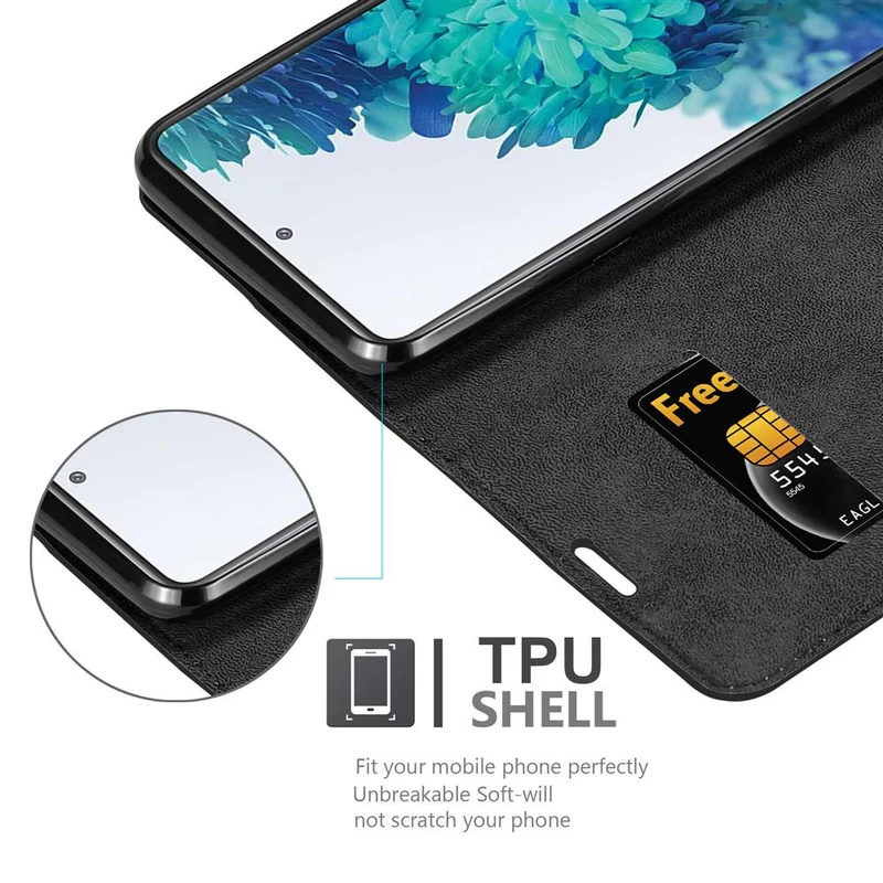 Cadorabo Hülle kompatibel mit Samsung Galaxy S20 FE Schutzhülle mit Magnetverschluss, Standfunktion und Kartenfach