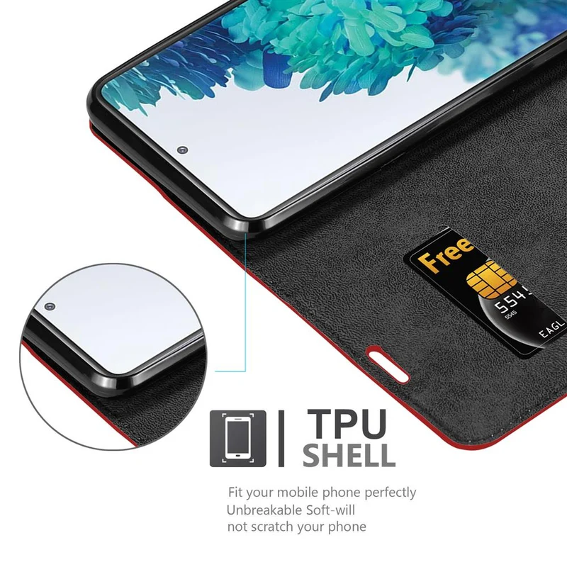 Cadorabo Hülle kompatibel mit Samsung Galaxy S20 FE Schutzhülle mit Magnetverschluss, Standfunktion und Kartenfach